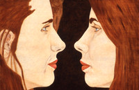 Joan and Jayne, F.VeteranOil on Wood, 11.5/8x16.3/4"